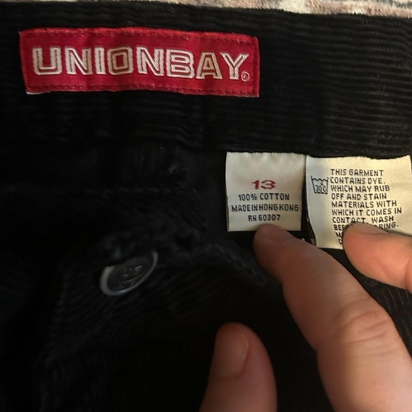 UNIONBAY Classic Black Cotton Corduroy Pants Size 13 - Picture 3 of 3